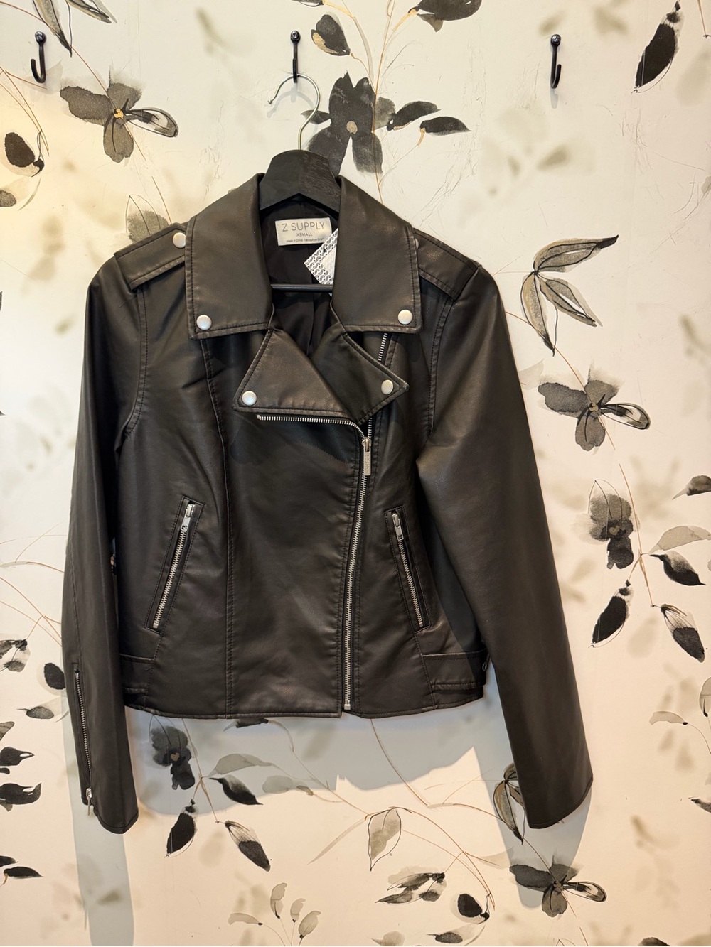 Z Supply Black Faux Leather Moto Jacket